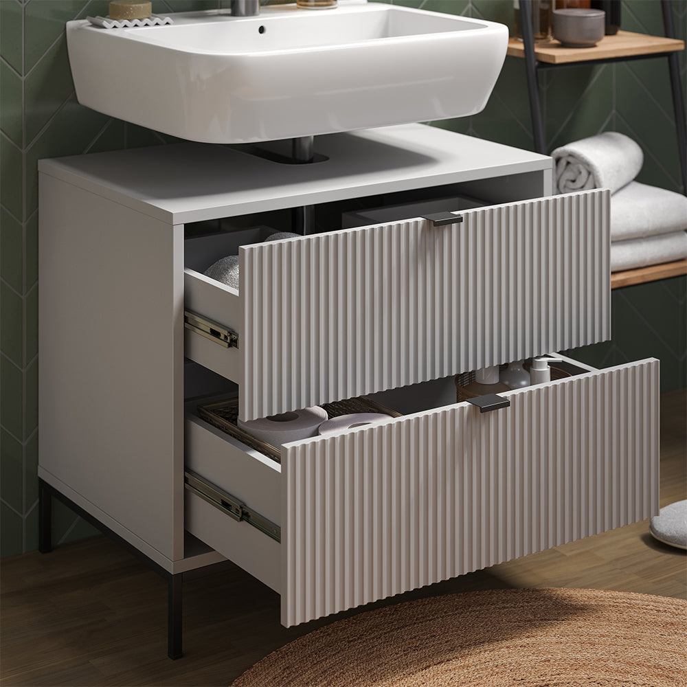 Vicco Mobile sottolavabo per bagno Grigio 70 x 63 cm Con 2 cassetti estraibili