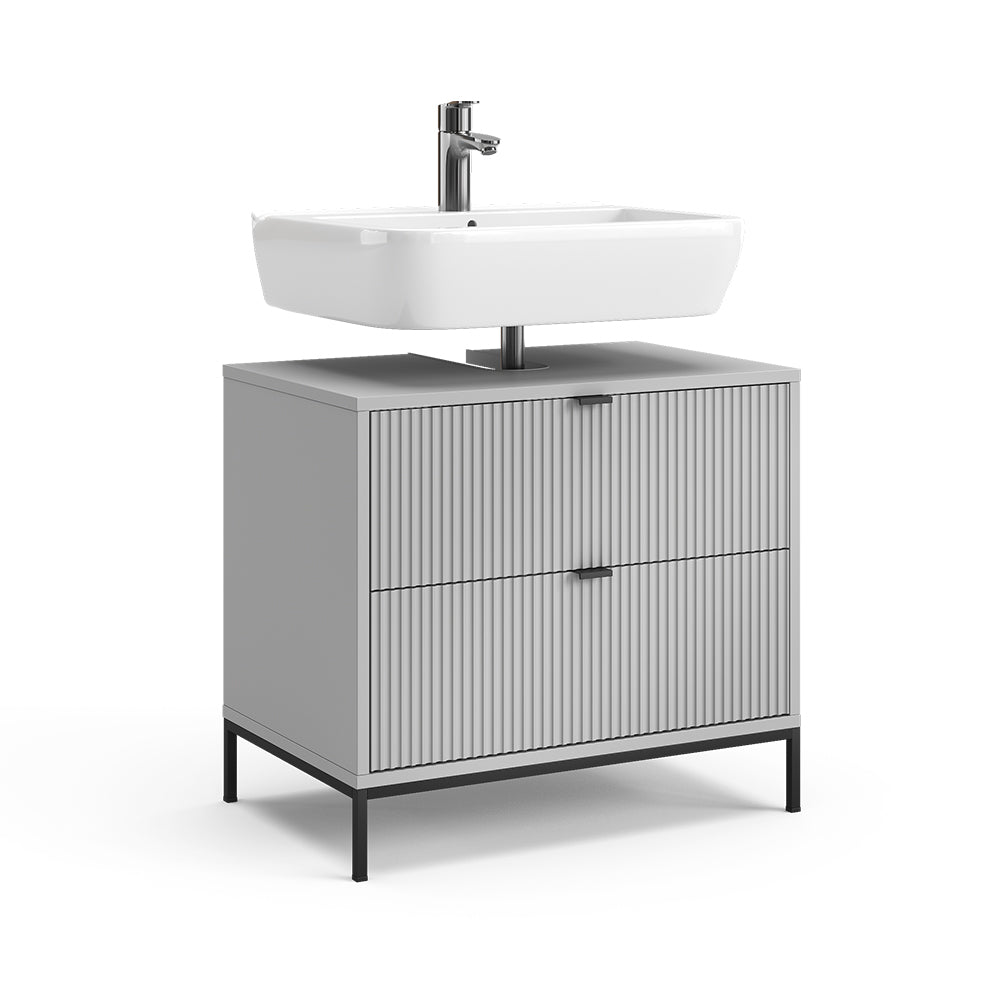 Vicco Mobile sottolavabo per bagno Grigio 70 x 63 cm Con 2 cassetti estraibili