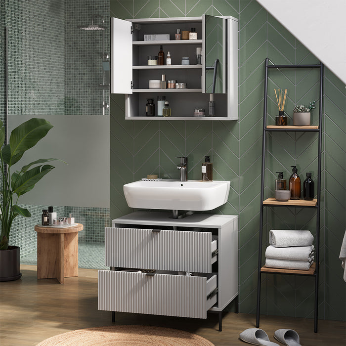 Vicco Mobile sottolavabo per bagno Grigio 70 x 63 cm Con 2 cassetti estraibili