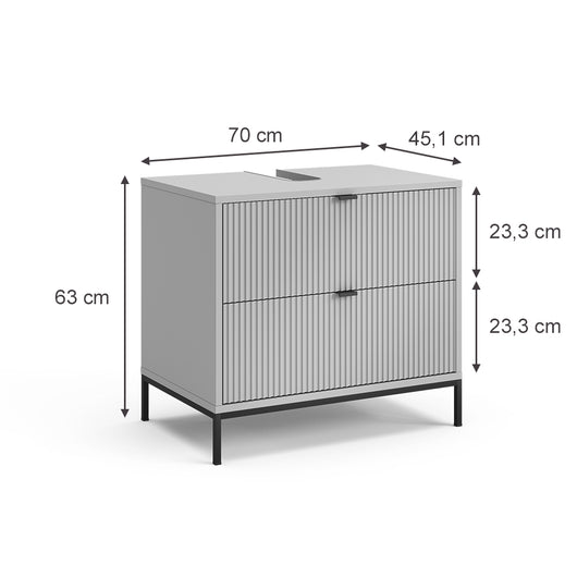 Vicco Mobile sottolavabo per bagno Grigio 70 x 63 cm Con 2 cassetti estraibili