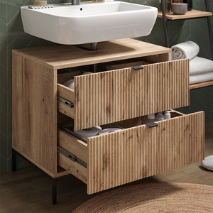 Vicco Mobile sottolavabo per bagno Quercia vichinga 70 x 63 cm Con 2 cassetti estraibili