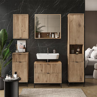 Vicco Mobile sottolavabo per bagno Quercia vichinga 70 x 63 cm Con 2 cassetti estraibili