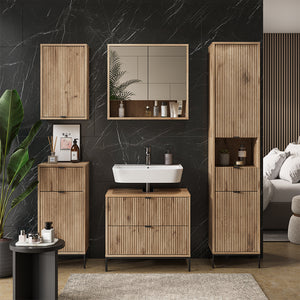 Vicco Mobile sottolavabo per bagno Quercia vichinga 70 x 63 cm Con 2 cassetti estraibili