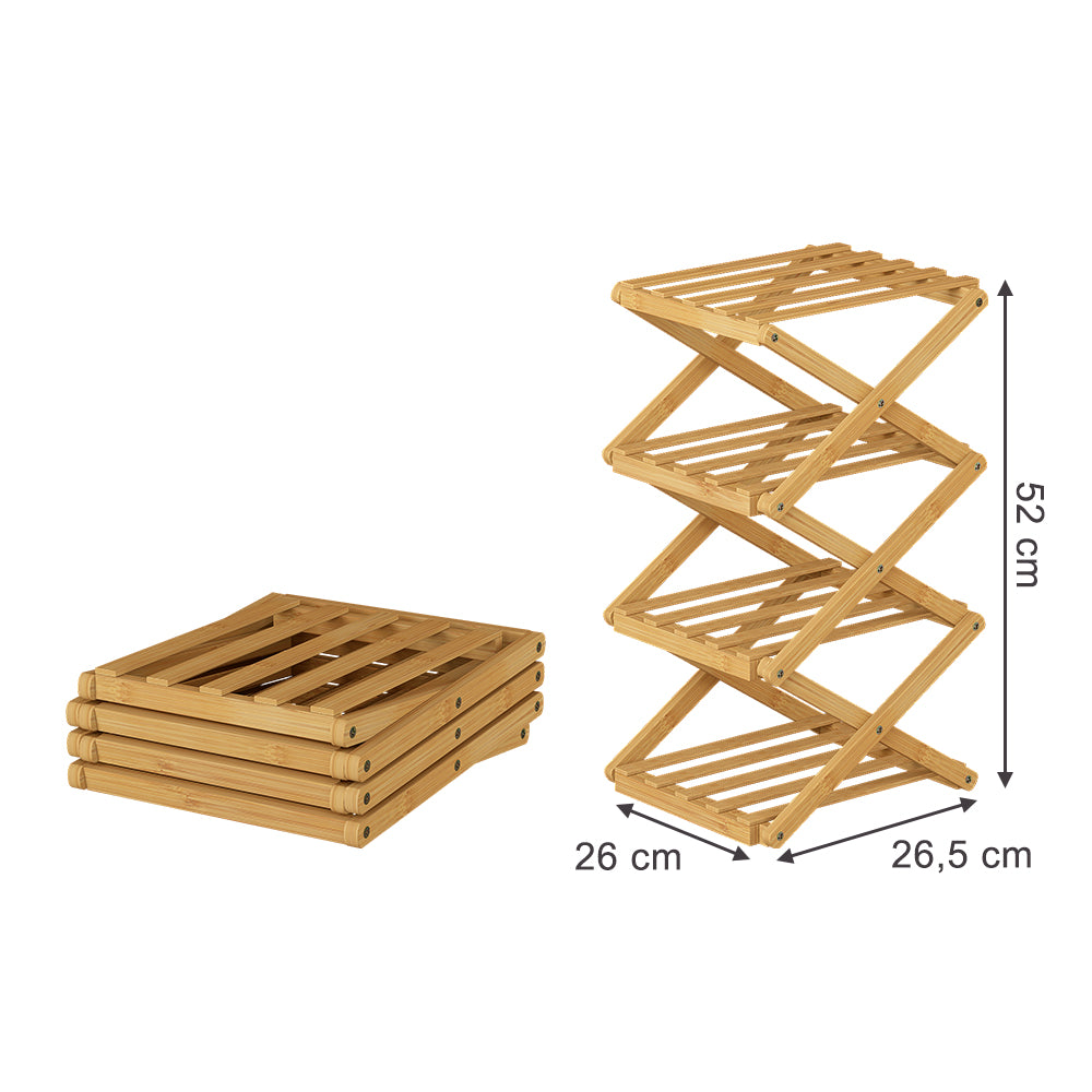 Vicco Scarpiera Bambù 26 x 52 cm con 4 scomparti