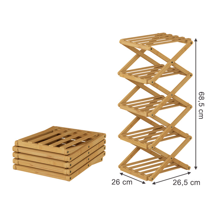 Vicco Scarpiera Bambù 26 x 68.5 cm con 5 scomparti
