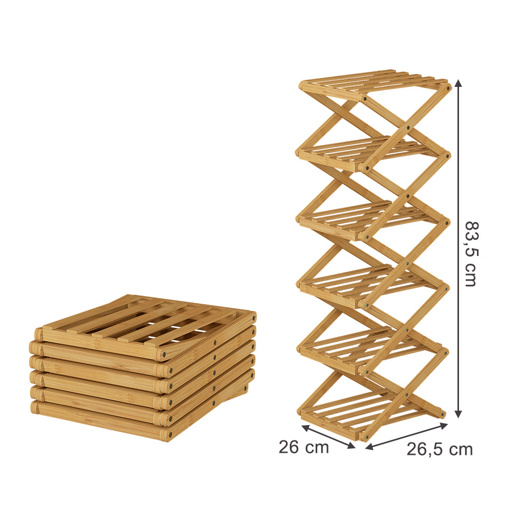 Vicco Scarpiera Bambù 26 x 83.5 cm con 6 scomparti