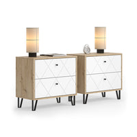 Vicco Comodino Artigianale/Bianco Set di 2