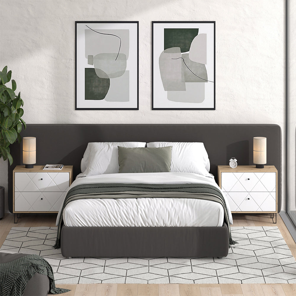 Vicco Comodino Artigianale/Bianco Set di 2