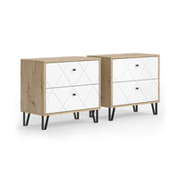 Vicco Comodino Artigianale/Bianco Set di 2