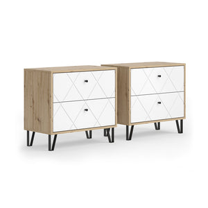 Vicco Comodino Artigianale/Bianco Set di 2