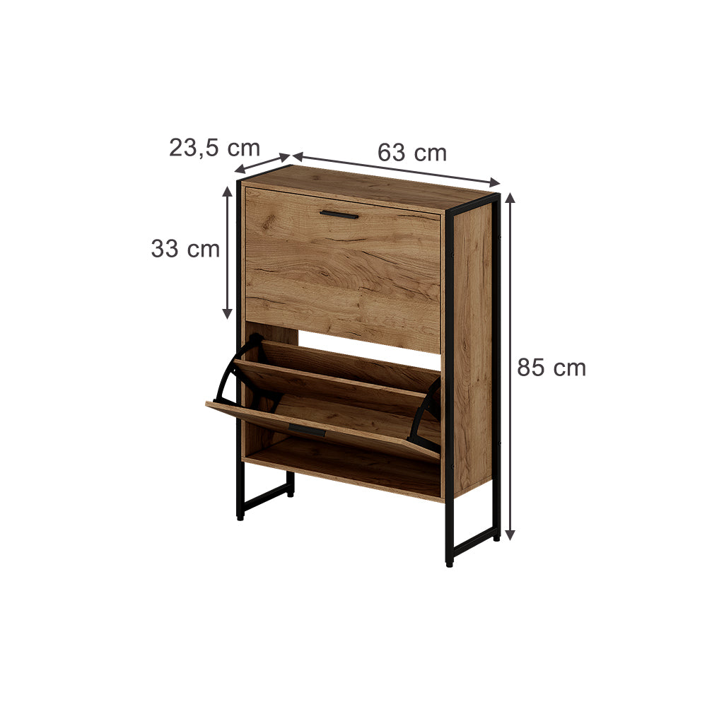 Vicco Scarpiera da ingresso Rovere Goldkraft/nero 63 x 83 cm con 2 scomparti ribaltabili