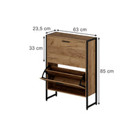 Vicco Scarpiera da ingresso Rovere Goldkraft/nero 63 x 83 cm con 2 scomparti ribaltabili