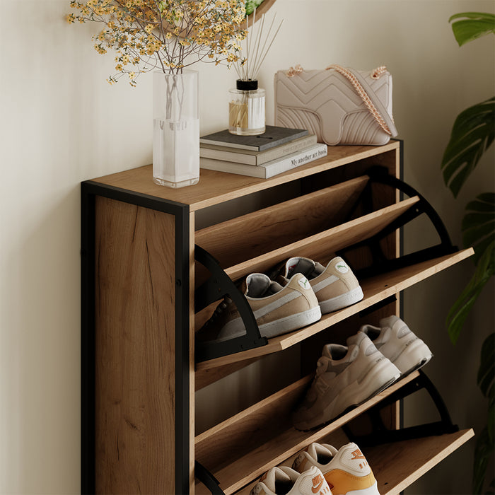 Vicco Scarpiera da ingresso Rovere Goldkraft/nero 63 x 83 cm con 2 scomparti ribaltabili