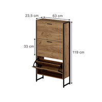 Vicco Scarpiera da ingresso Rovere Goldkraft/nero 63 x 119 cm con 3 scomparti ribaltabili