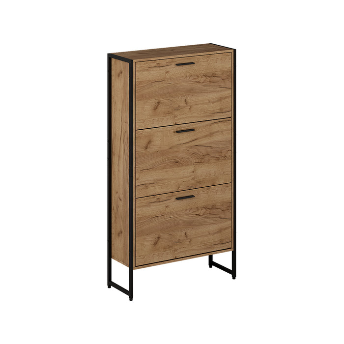 Vicco Scarpiera da ingresso Rovere Goldkraft/nero 63 x 119 cm con 3 scomparti ribaltabili