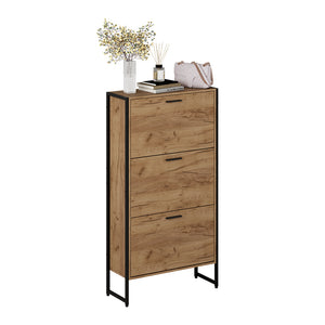 Vicco Scarpiera da ingresso Rovere Goldkraft/nero 63 x 119 cm con 3 scomparti ribaltabili