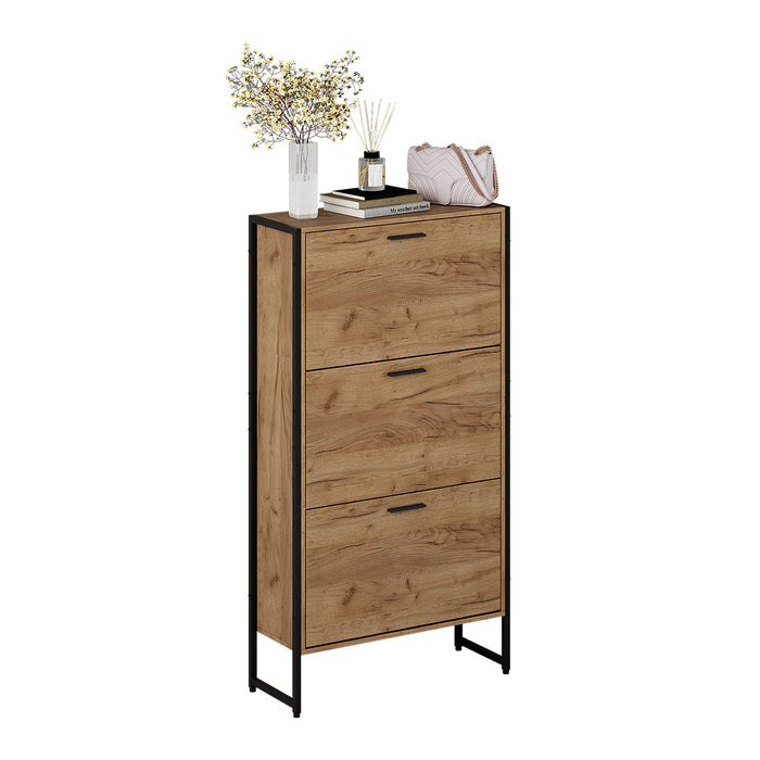 Vicco Scarpiera da ingresso Rovere Goldkraft/nero 63 x 119 cm con 3 scomparti ribaltabili