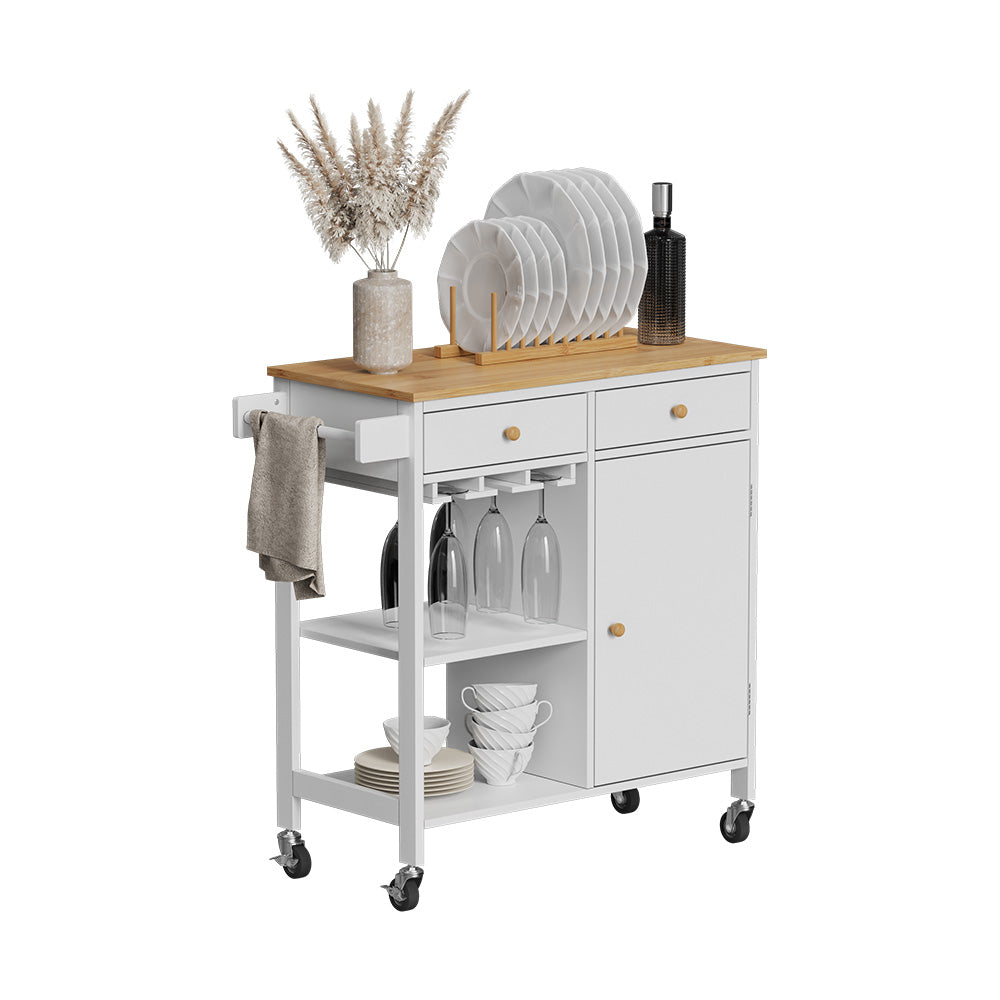Vicco Carrello da cucina Bianco 89 x 87 cm con rotelle