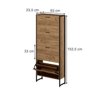 Vicco Scarpiera da ingresso Rovere Goldkraft/nero 63 x 152.5 cm con 4 scomparti chiusi