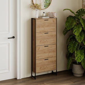 Vicco Scarpiera da ingresso Rovere Goldkraft/nero 63 x 152.5 cm con 4 scomparti chiusi