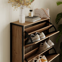 Vicco Scarpiera da ingresso Rovere Goldkraft/nero 63 x 152.5 cm con 4 scomparti chiusi