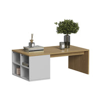 Vicco Tavolino da salotto Bianco/quercia 90 x 50 cm con 4 scomparti aperti