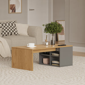 Vicco Tavolino da salotto Antracite/quercia 90 x 50 cm Con 4 scomparti aperti