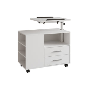 Vicco Comodino camera da letto Bianco 80 x 88 cm con piano di lavoro regolabile