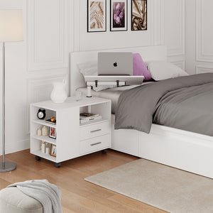 Vicco Comodino camera da letto Bianco 80 x 88 cm con piano di lavoro regolabile