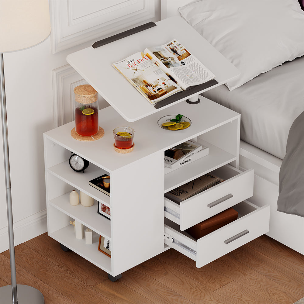 Vicco Comodino camera da letto Bianco 80 x 88 cm con piano di lavoro regolabile