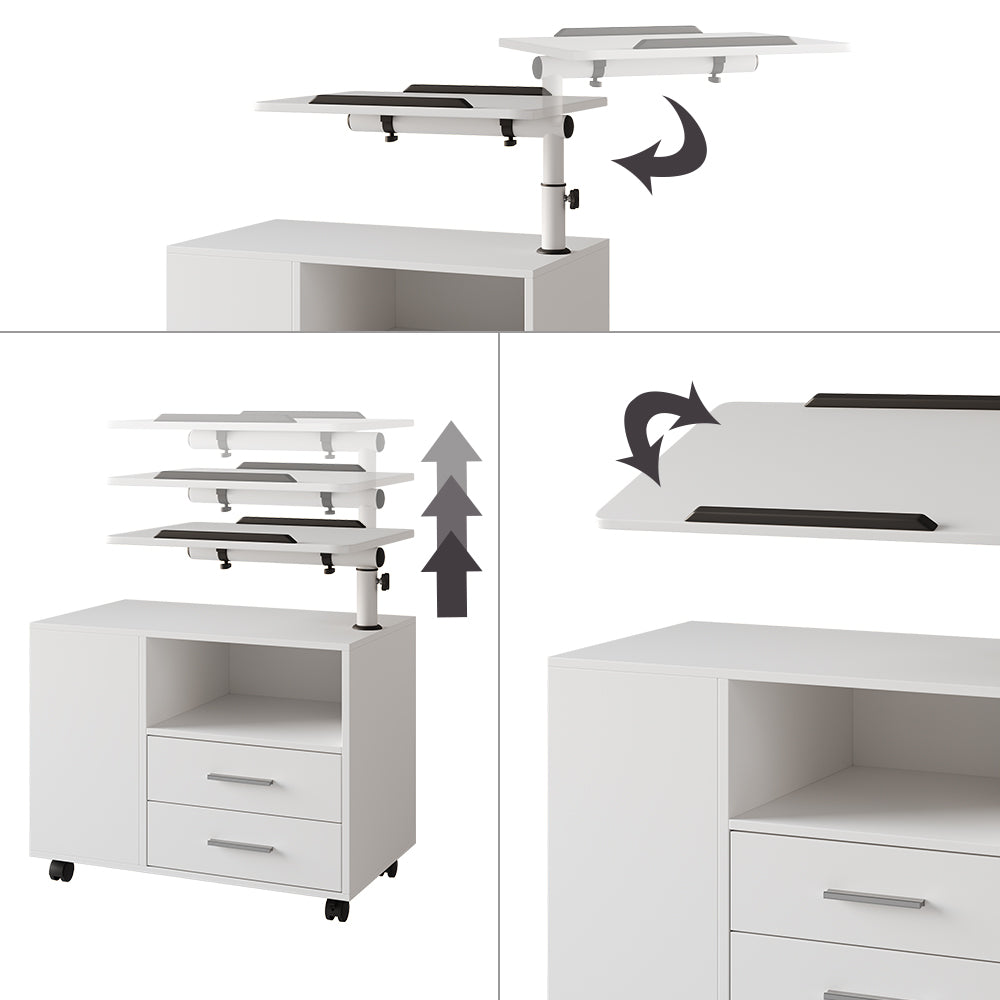 Vicco Comodino camera da letto Bianco 80 x 88 cm con piano di lavoro regolabile