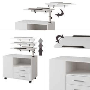 Vicco Comodino camera da letto Bianco 80 x 88 cm con piano di lavoro regolabile