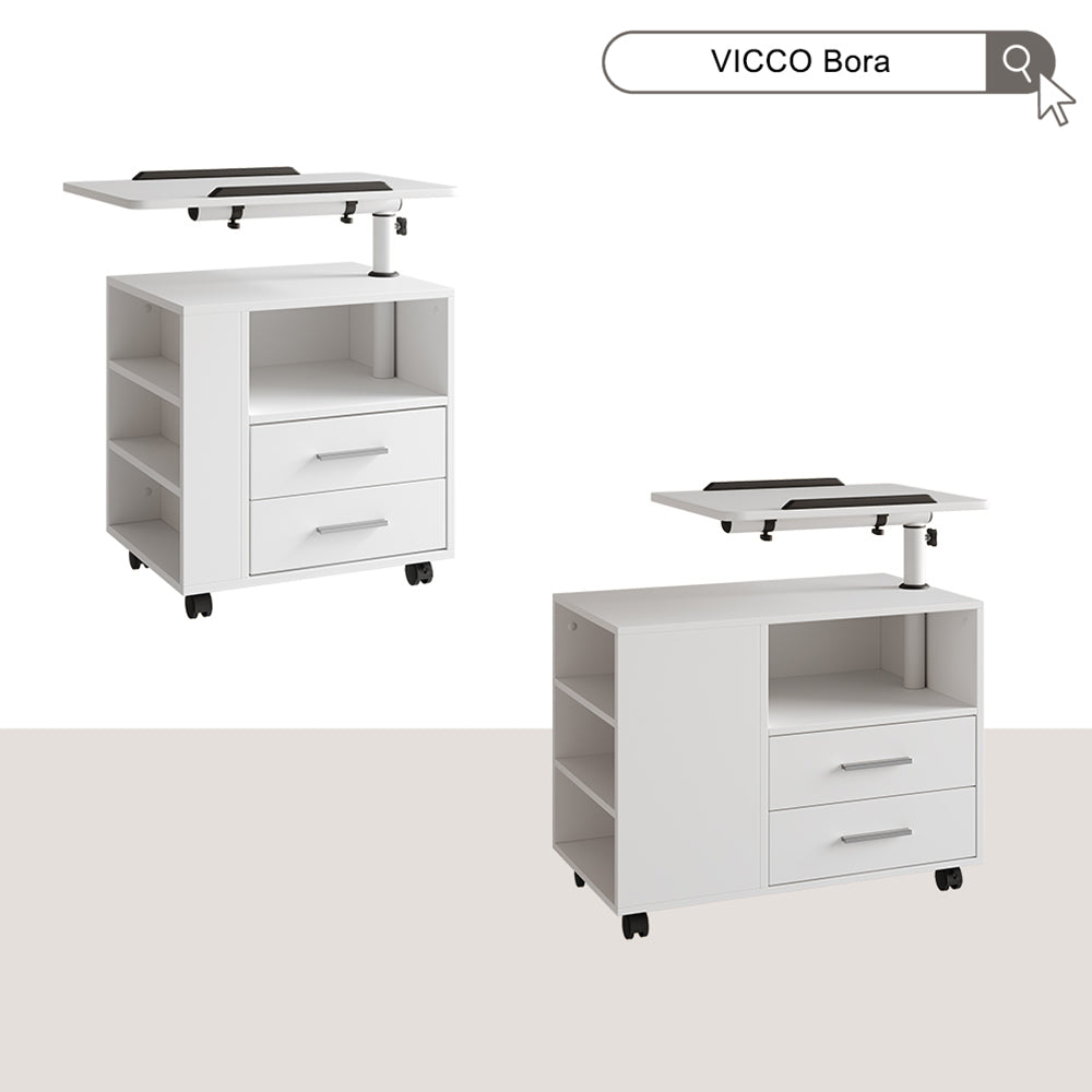 Vicco Comodino camera da letto Bianco 80 x 88 cm con piano di lavoro regolabile