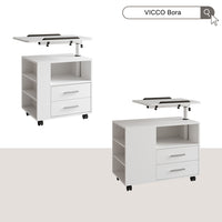 Vicco Comodino camera da letto Bianco 80 x 88 cm con piano di lavoro regolabile