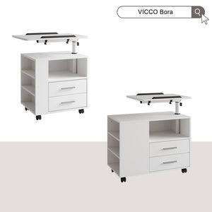 Vicco Comodino camera da letto Bianco 80 x 88 cm con piano di lavoro regolabile
