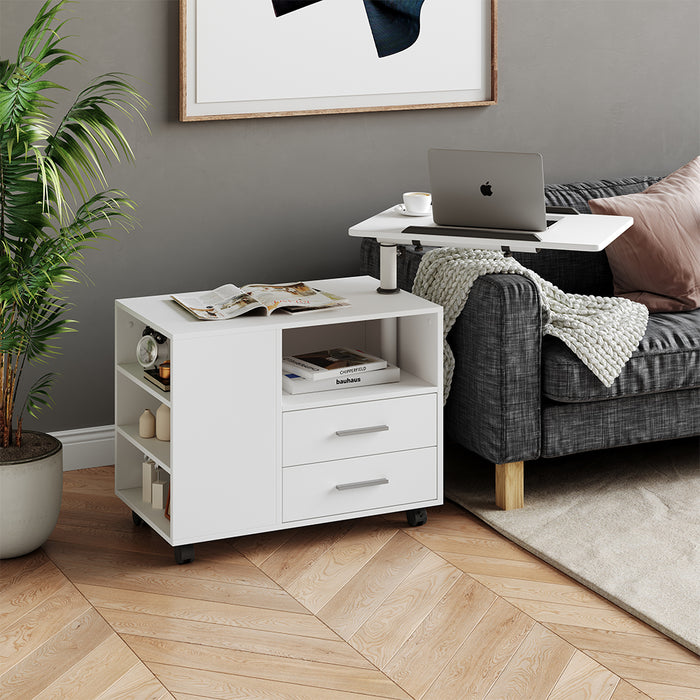 Vicco Comodino camera da letto Bianco 80 x 88 cm con piano di lavoro regolabile