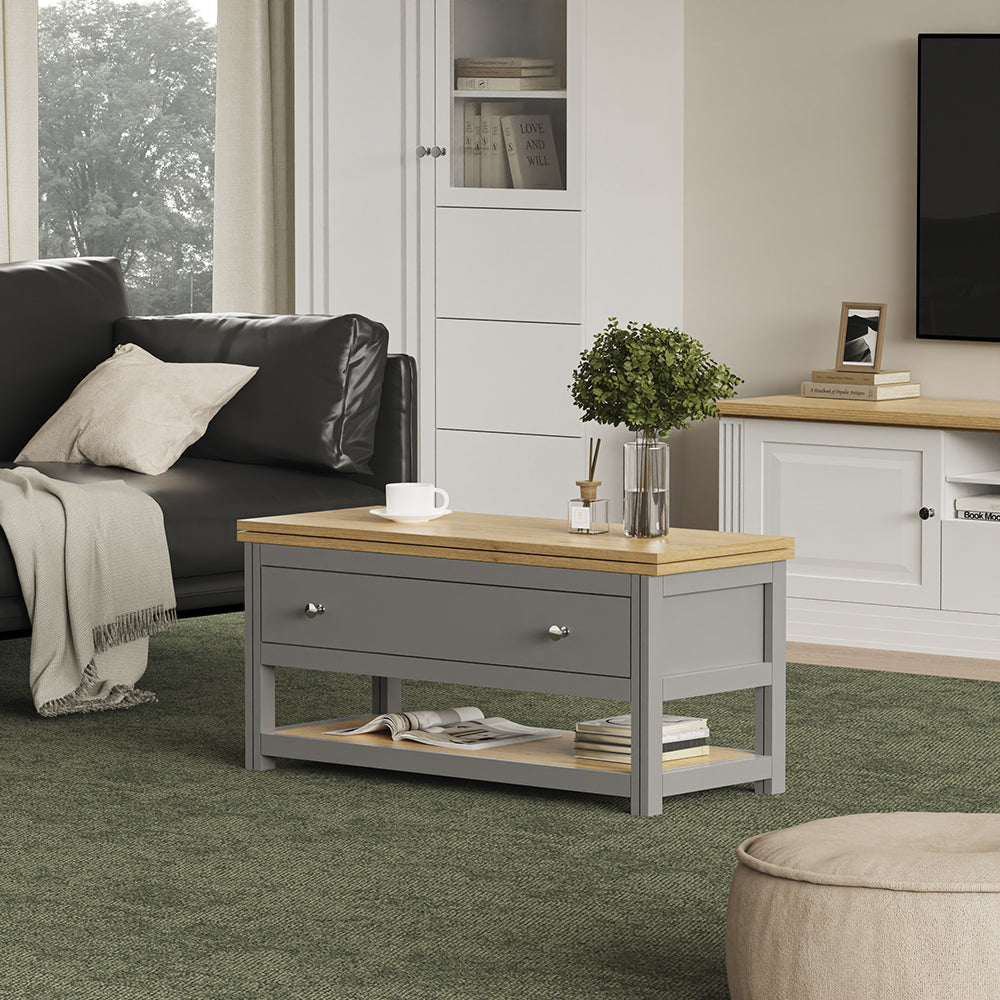 Vicco Tavolino salotto Antracite/quercia 100 x 40 cm estensibile