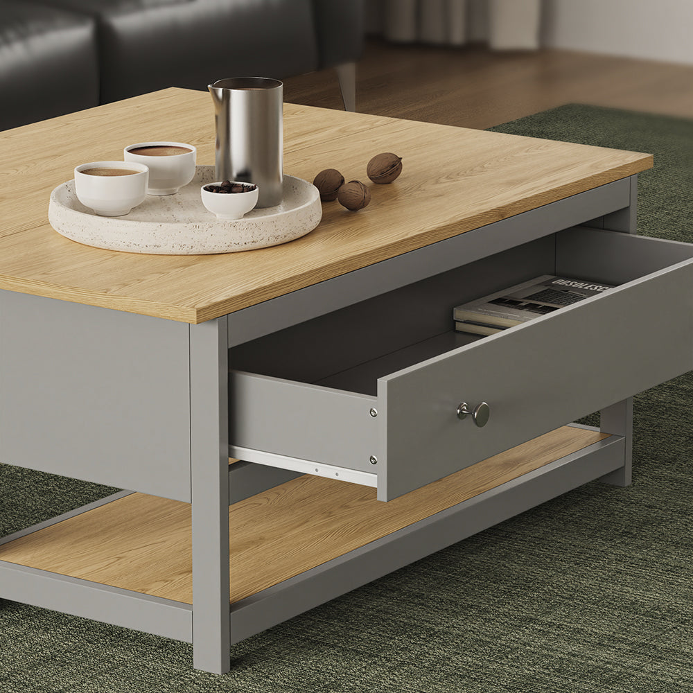 Vicco Tavolino salotto Antracite/quercia 100 x 40 cm estensibile