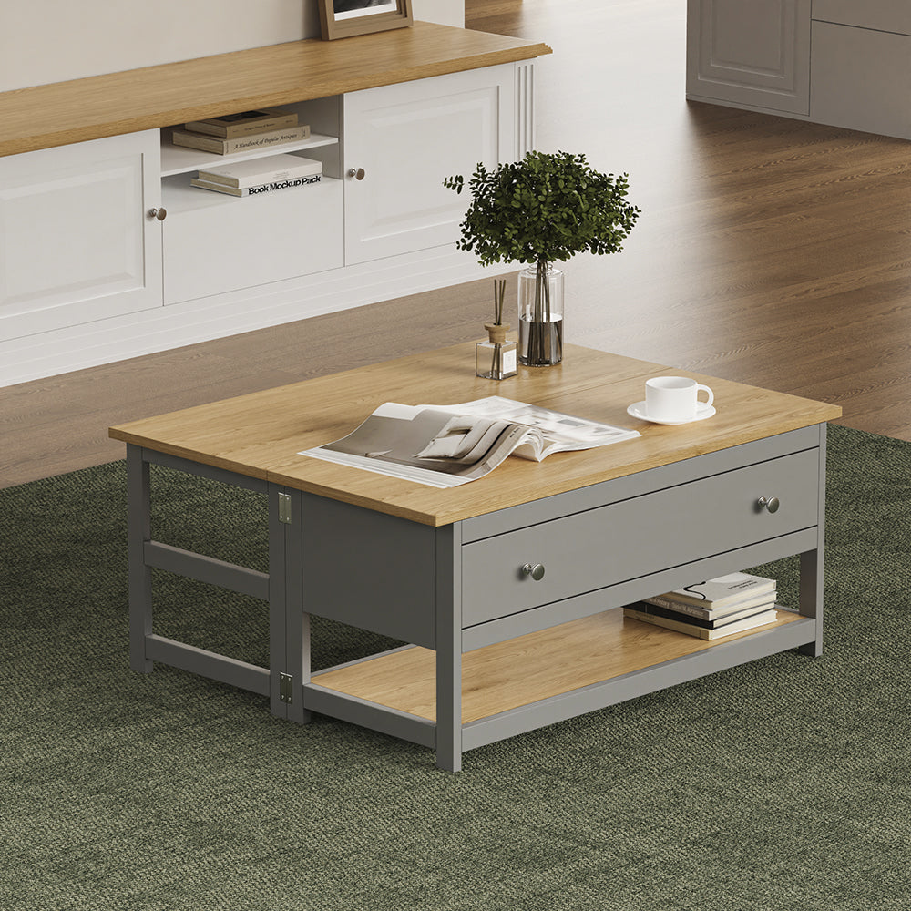 Vicco Tavolino salotto Antracite/quercia 100 x 40 cm estensibile