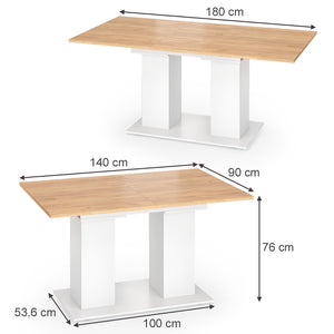 Vicco tavolo da pranzo allungabile Rovere bianco/dorato 140 x 90 cm