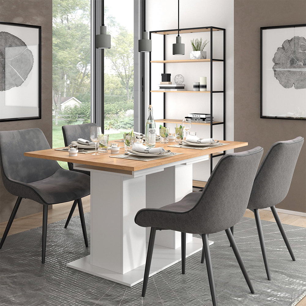 Vicco tavolo da pranzo allungabile Rovere bianco/dorato 140 x 90 cm