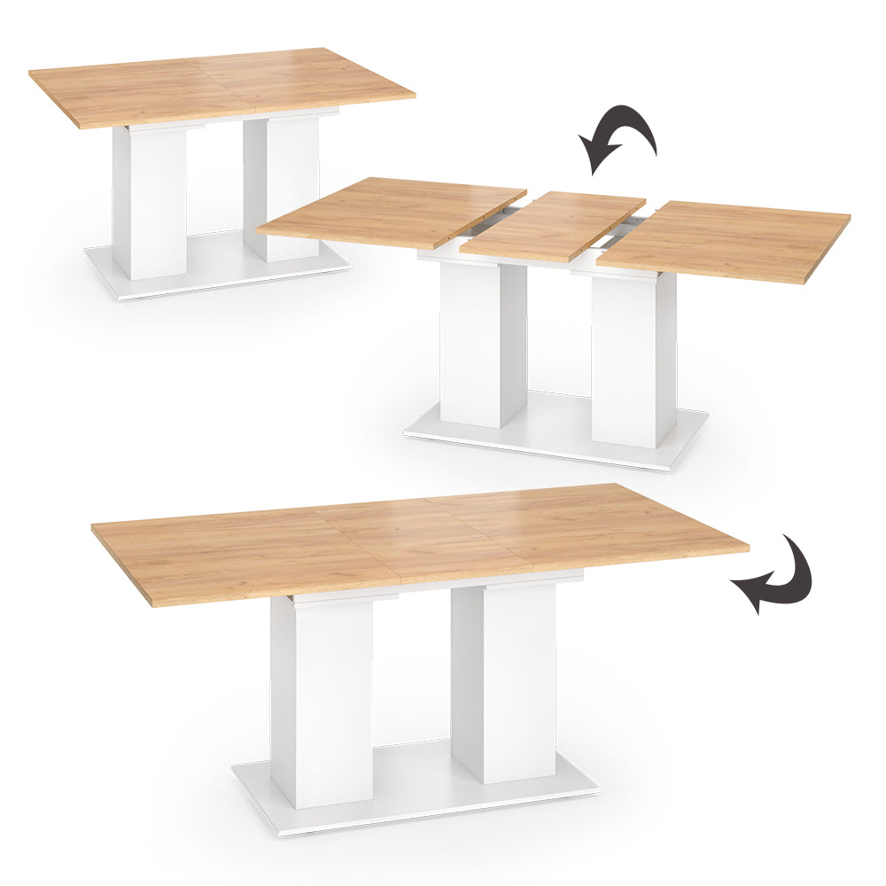 Vicco tavolo da pranzo allungabile Rovere bianco/dorato 140 x 90 cm
