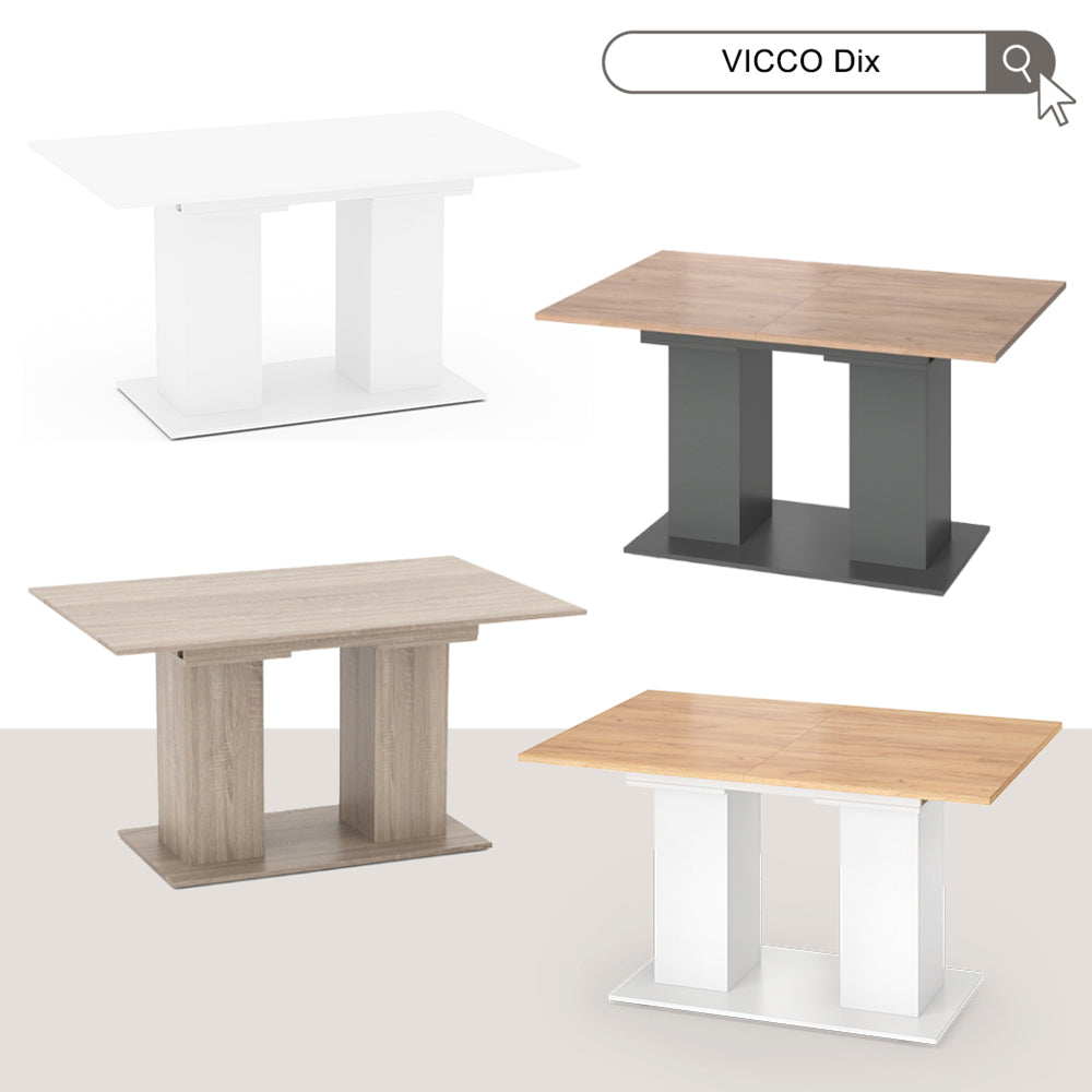 Vicco tavolo da pranzo allungabile Rovere bianco/dorato 140 x 90 cm