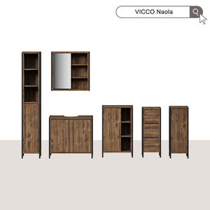 Vicco Specchio contenitore bagno Quercia/nero 62.2 x 62.5 cm con 1 porta a specchio
