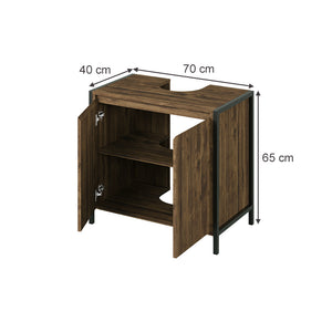 Vicco Mobile sottolavabo per bagno Quercia/nero 70 x 65 cm con 2 scomparti chiusi