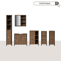 Vicco Mobile sottolavabo per bagno Quercia/nero 70 x 65 cm con 2 scomparti chiusi
