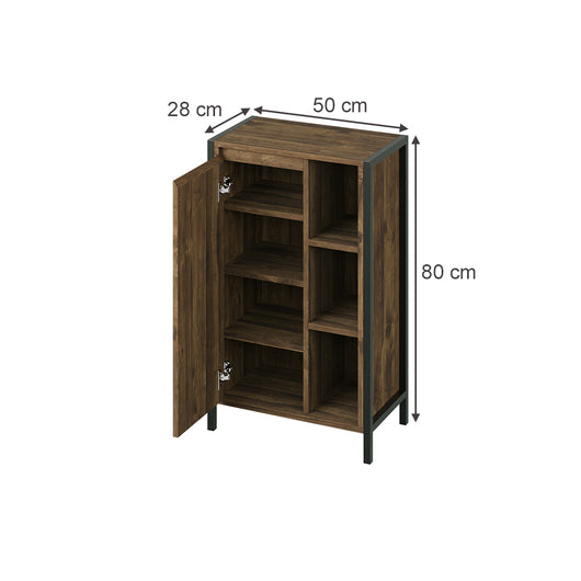 Vicco mobiletto bagno Quercia/nero 50 x 80 cm con 7 scomparti