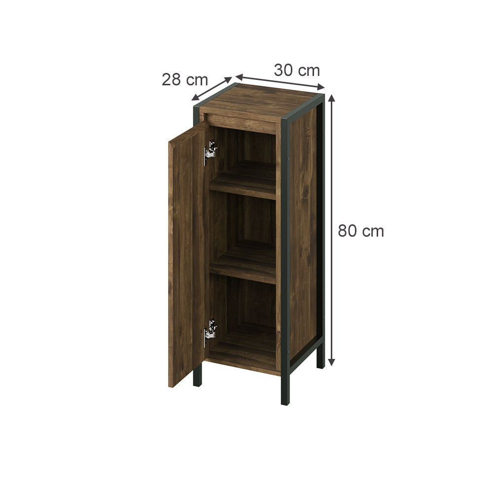 Vicco mobiletto bagno Quercia/nero 30 x 80 cm con 3 scomparti