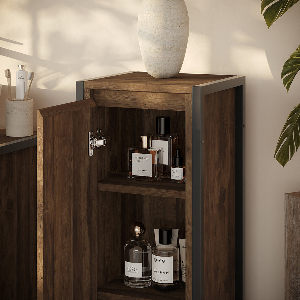 Vicco mobiletto bagno Quercia/nero 30 x 80 cm con 3 scomparti