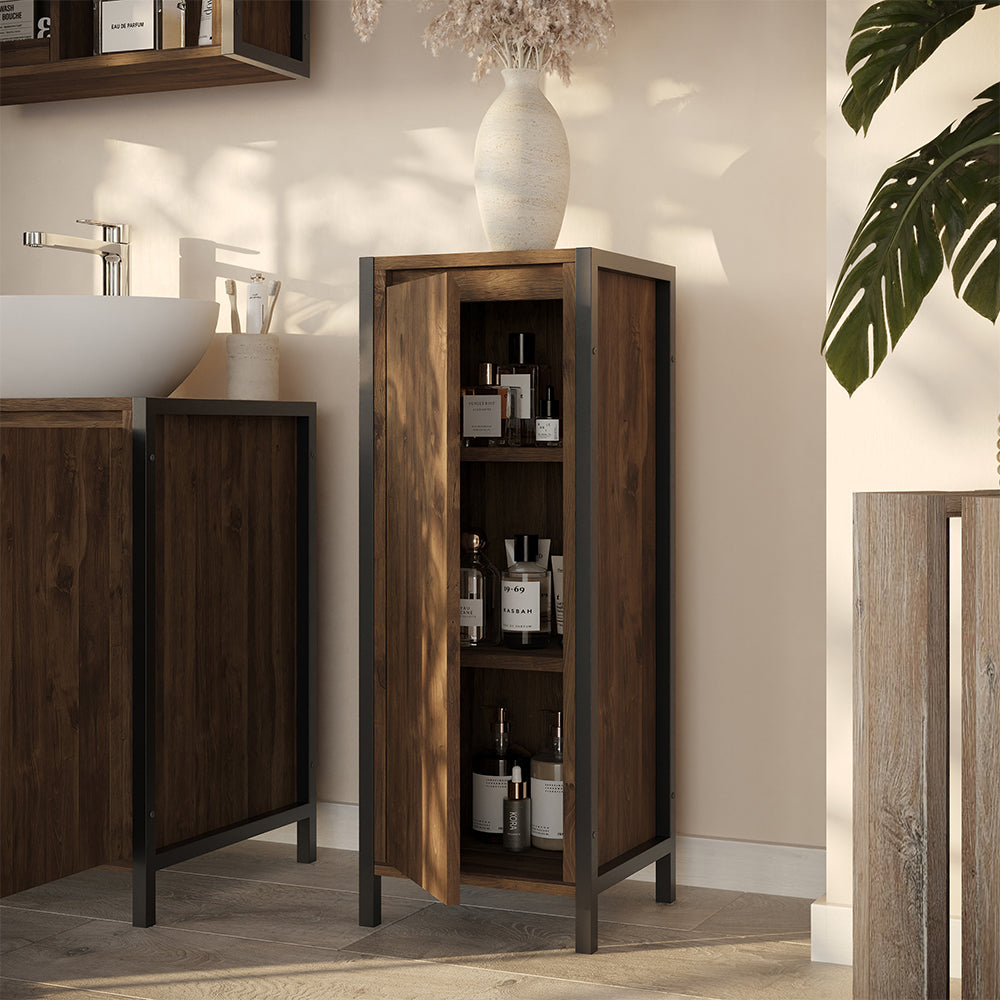 Vicco mobiletto bagno Quercia/nero 30 x 80 cm con 3 scomparti